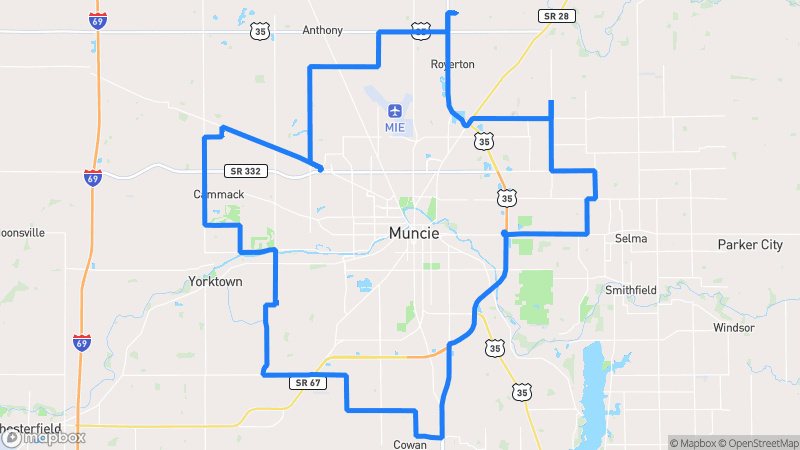 Photo of route White River Winding Loop in Muncie, Indiana, United States